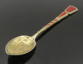 TS ENGLAND 925 Sterling Silver - Vintage Orange Enamel Souvenir Spoon - TR3254 - £47.34 GBP