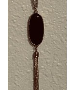 Elegant Black Onyx created Sautoir Necklace with a gold tassle ,  chain ... - $578.82 MXN
