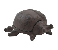 Lady Bug Hide A Key Box Distressed Brown Cast Iron Garden Flower Bed Decor - £10.57 GBP