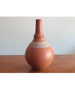 Terra Cotta Ceramic 7.5” Bottle Vase Handmade Ibiza Spain Souvenir Clay ... - $11.40