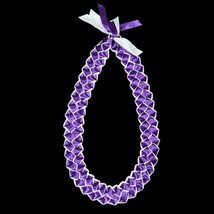 Purple And White Braided 4 Ribbon Graduation Party Gift Lei Hand Made 2.... - $17.77