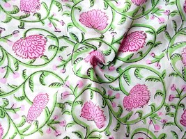Rastogi Handicrafts Fabric 100% Pure Cotton Hand Block Printed Width - 44 Inches - £11.23 GBP+