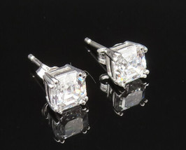 925 Silver - Vintage Dainty Square Cubic Zirconia Stud Earrings - EG11989 - £22.76 GBP