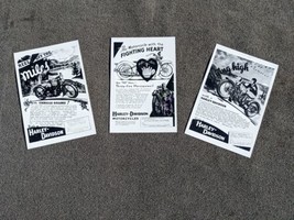 Three Harley Davidson Vintage Magazine Ads Replicated on Metal Tins ~ 19... - $58.04