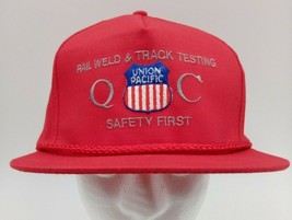 Vintage Union Pacific Q C Safety Trucker Red Hat Cap Adjustable Snap Bac... - £8.82 GBP