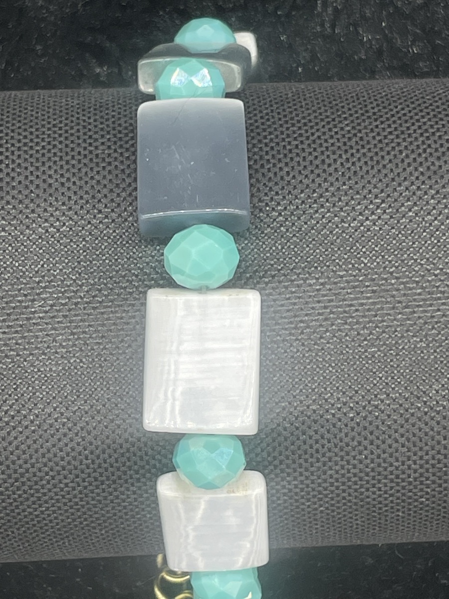 Modern Woman Turquoise &amp; Silver Bracelet, 9 Inch Plus-Size Adjustable - $19.99