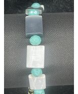 Modern Woman Turquoise & Silver Bracelet, 9 Inch Plus-Size Adjustable - $19.99