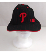 Vtg MLB Phillies Black &amp; Red Unisex Embroidered Fitted Baseball Cap Size... - £15.23 GBP
