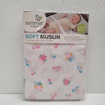 New Summer Baby Infant Changing Pad Cover Soft Muslin White Pink Owls Bu... - €9,22 EUR