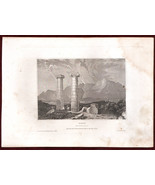 1837 Original Steel Engraving Sardis Turkey Plate Meyer Dutch Universum - £23.60 GBP