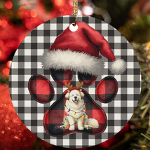 Reindeer Great Pyrenees Dog Buffalo Plaid Christmas Ornament Gift Decor ... - $15.79