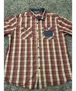 Sean John Red Plaid  Button Up Shirt - Men&#39;s XXL - Short Sleeve Hip Hop - $16.17 CAD