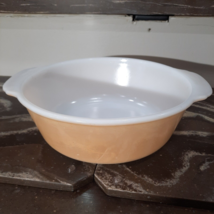 Vintage Fire King 2 QT Peach Luster Round Casserole Dish Bowl reversed m... - £13.58 GBP