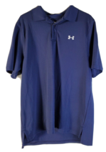 Under armour Polo Shirt Men Large Navy Blue Knit Short Sleeve HeatGear Collared - £14.36 GBP