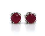 Platinum 1.72 Carat Genuine Natural Ruby Stud Earrings Jewelry (#J6318) - $1,247.40