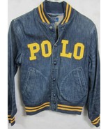 NWT $328 Ralph Lauren Polo Blue Denim Cotton Varsity Jacket S St. Andrews  - £190.68 GBP