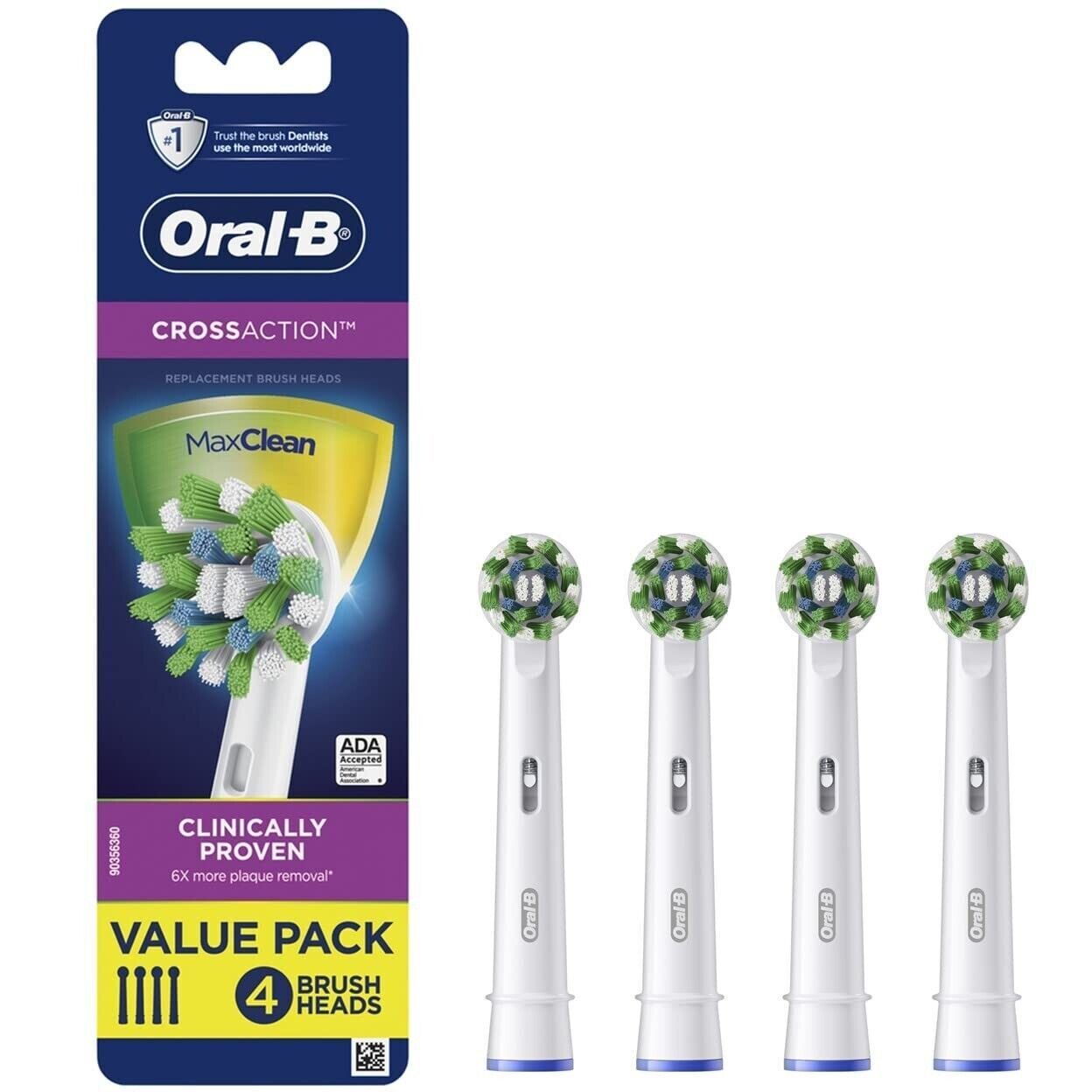 Oral-B Cross Action Electric Toothbrush Replacement Heads 4 Count - $22.32