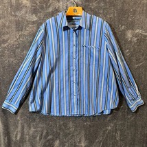 Foxcroft Dress Shirt Womens 22W Blue Striped Retro 90s Wrinkle Free Shap... - £13.37 GBP