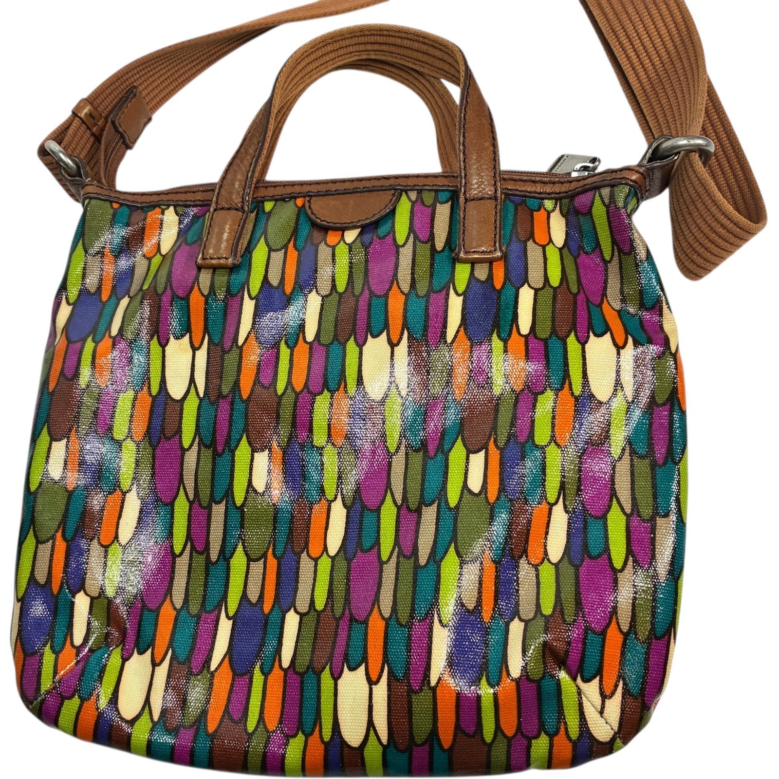 Fossil Calypso Key-Per ZB5125 Multi Feather PVC Coated Textile Crossbody Bag Item image 6