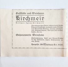 1940 Kirchmeir Restaurant Wine House Advertisement Murnau Germany Import... - $10.00