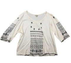 Lucky Brand Top Womens XXL Embroidered Crochet Bohemian Chic Boho Blouse Comfy - £14.79 GBP
