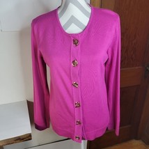 Womans Karson &amp; Taylor Bright Pink Gold Toggle Front Cardigan Size Small - £18.90 GBP