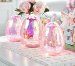 Set of 3 Illuminated Iridescent Crackle Glass Eggs by Valerie in Pink - £145.71 GBP