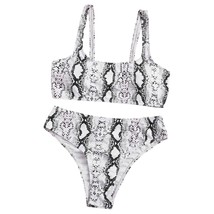 Snakeskin Print High Waist Bikini Set Size M White Black Pink Costume Pa... - $14.84