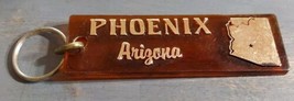 Vintage Phoenix Arizona Keychain Tortoise Brown Gold Large Phoenix Airport - £12.53 GBP