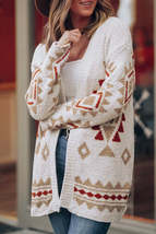 White Aztec Pattern Open Knitted Cardigan - £23.31 GBP+
