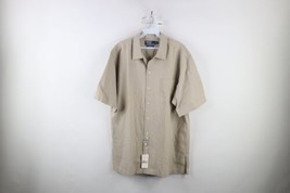 Deadstock Vtg 90s Ralph Lauren Mens Large Silk Looped Collar Button Shirt Beige - £102.59 GBP