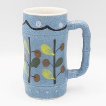 Stoneware Flower Blue Mug Mid Century - £11.66 GBP