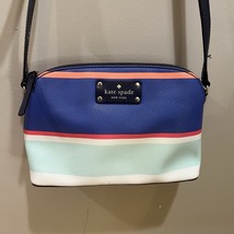 Kate Spade Striped Crossbody Purse Bag Striped Blue Pink White Salmon - $59.39