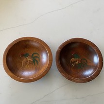 Munising Wooden Bowls Rooster Motif Lot of 2 Small Hand Painted Vintage - £14.04 GBP