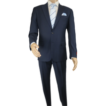 Men Suit BERLUSCONI Turkey 100% Soft Italian Wool Super 180's #Ber28 Navy Blue image 12