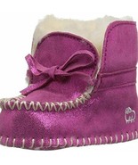 Lamo Girls&#39; Baby Moc Booties Suede Sheepskin Pink ( M / 21) - $58.24 CAD