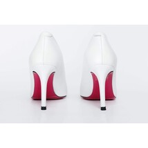 The Ege White Leather Pump Fuchsia Sole Women Shoe image 3