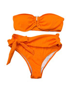Women&#39;s 2 Piece Bikini Set  Large Rib Knit Strapless Knot Front High Wai... - $19.64 CAD