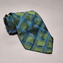 Mossimo men dress silk tie green blue 4&quot; wide 58&quot; long - $16.30