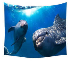 Dolphin starfish sea turtle sailing in the big ship tapestry home access... - $27.90+