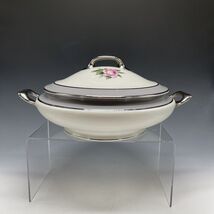 Royal Jackson Casserole Covered Dish Bowl Vogue Ceramic Rose Silver - $63.68