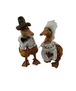 Vintage Thanksgiving Pilgrims Duck Goose Fall Figures Couple Lot of 2  - £27.16 GBP