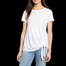 Caslon White Burnout Side Tie T-Shirt Size XL Scoop Neck Boho Casual - £15.77 GBP