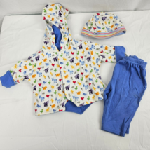 Vintage Land&#39;s End Baby 3 Piece outfit Farm Barn Animal Bright Color Unisex 0-3 - £23.25 GBP