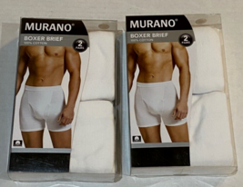 New Lot of 2 Murano Men&#39;s 2-Pack Cotton Boxer Brief White Size M - £29.45 GBP