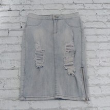 G by Guess Skirt Womens Small Blue Light Wash Distressed Side Zip Pencil - $21.98