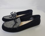 Minnetonka Moccasin Women 7 Black SUEDE Kilty Loafers Hard Sole Leather ... - £22.43 GBP