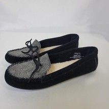Minnetonka Moccasin Women 7 Black SUEDE Kilty Loafers Hard Sole Leather ... - $28.70