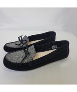Minnetonka Moccasin Women 7 Black SUEDE Kilty Loafers Hard Sole Leather ... - $39.25 CAD