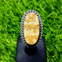 Psilomelane Dendrite Ring / 925 Sterling Silver Plated  Ring / Healing G... - $70.56 CAD